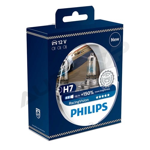 Комплект галогенных ламп H7 Philips Racing Vision +150% 12V 55W (12972RVS2)