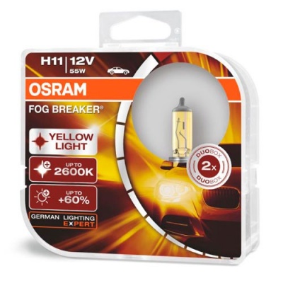 Комплект галогенных ламп H11 Osram Fog Breaker +60% 12V 55W (64211FBR-HCB)
