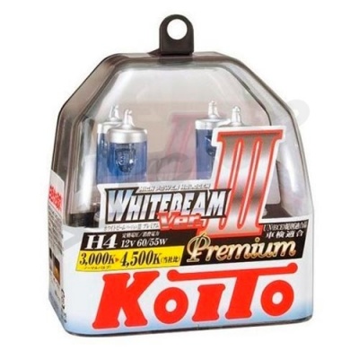 Комплект галогенных ламп H4 Koito Whitebeam III 12V 60/55W (135/125W) 4500K