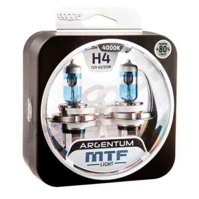 Комплект галогенных ламп H4 MTF Argentum +80% 4000K 12V 60/55W (H8A1204)