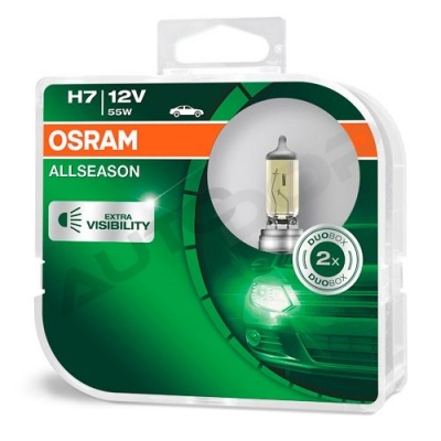 Комплект галогенных ламп H7 Osram Allseason +30% 12V 55W (64210ALL-HCB)