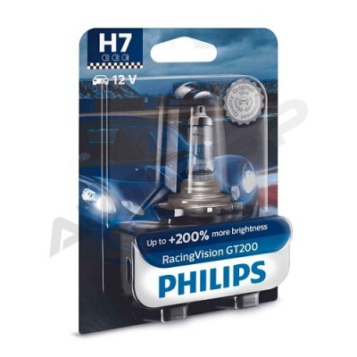 Галогенная лампа H7 Philips Racing Vision GT200 +200% 12V 55W (12972RGTB1)