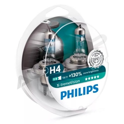 Комплект галогенных ламп H4 Philips X-treme Vision +130% 12V 60/55W (12342XV+S2)
