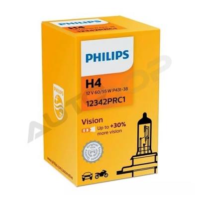 Галогенная лампа H4 Philips Vision +30% 12V 60/55W (12342PRC1)