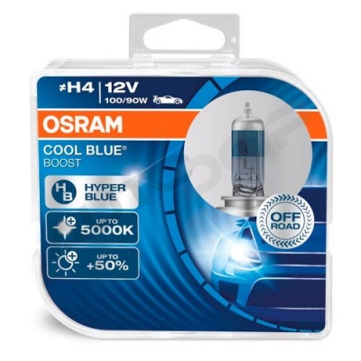 Комплект галогенных ламп H4 Osram Cool Blue Boost +50% 12V 100/90W (62193CBB-HCB)