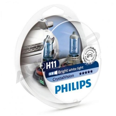 Комплект галогенных ламп H11 Philips Crystal Vision 12V 55W 4300K (12362CVSM)