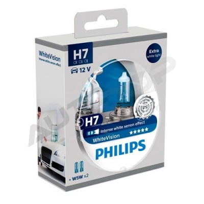 Комплект галогенных ламп H7 Philips White Vision 12V 55W (12972WHVSM)