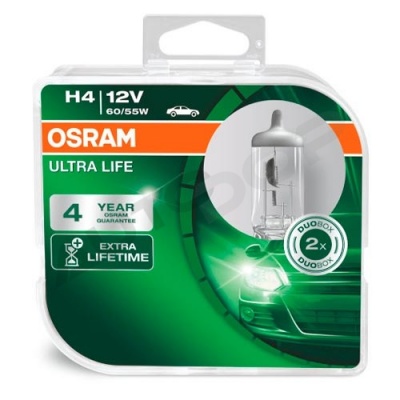 Комплект галогенных ламп H4 Osram Ultra Life 12V 60/55W (64193ULT-HCB)