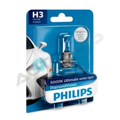 Галогенная лампа H3 Philips Diamond Vision 12V 55W (12336DVB1)