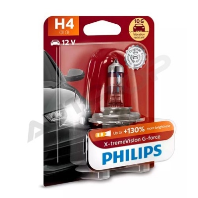 Галогенная лампа H4 Philips X-treme Vision G-force +130% 12V 60/55W (12342XVGB1)