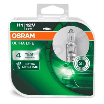 Комплект галогенных ламп H1 Osram Ultra Life 12V 55W (64150ULT-HCB)