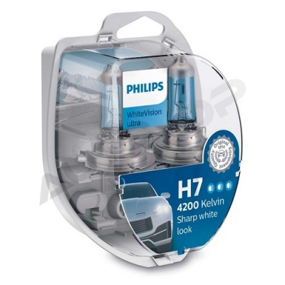 Комплект галогенных ламп H7 Philips White Vision Ultra 12V 55W (12972WVUSM)