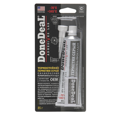 Термостойкий герметик DoneDeal, формирователь прокладок, силиконовый, серый (85г)