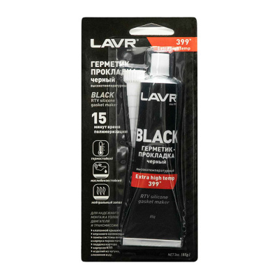 Герметик-прокладка Lavr, высокотемпературный, черный (85г)