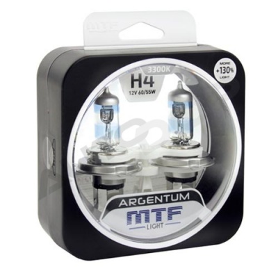 Комплект галогенных ламп H4 MTF Argentum +130% 3300K 12V 60/55W (H3A1204)