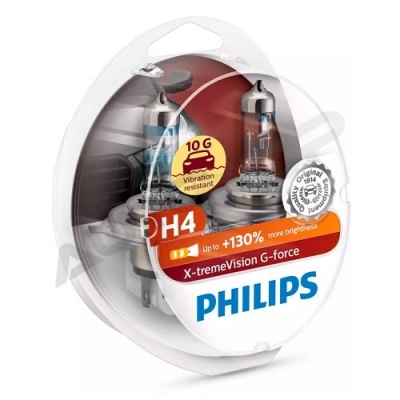 Комплект галогенных ламп H4 Philips X-treme Vision G-force +130% 12V 60/55W (12342XVGS2)