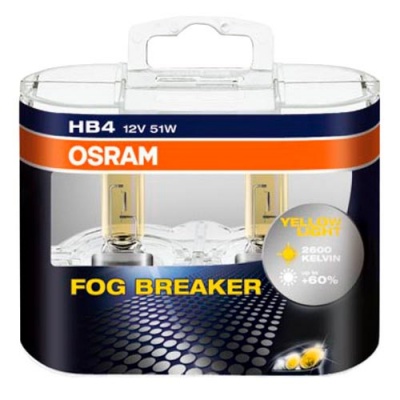 Комплект галогенных ламп HB4 Osram Fog Breaker +60% 12V 51W (9006FBR-HCB)