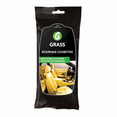 Салфетки влажные для ухода за кожаным салоном Grass (упак / 30 шт.)