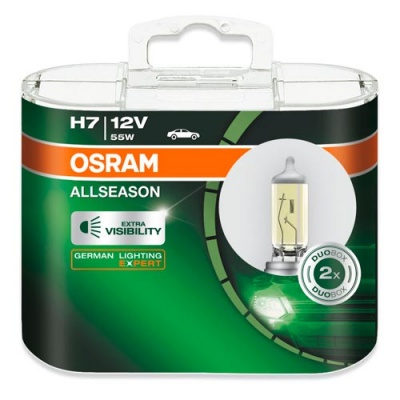 Комплект галогенных ламп H7 Osram Allseason +30% 12V 55W (64210ALL-HCB)