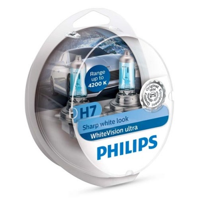 Комплект галогенных ламп H7 Philips White Vision Ultra 12V 55W (12972WVUSM)