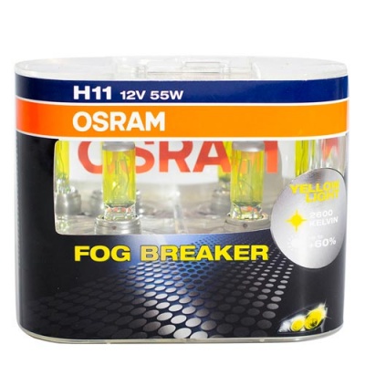 Комплект галогенных ламп H11 Osram Fog Breaker +60% 12V 55W (64211FBR-HCB)