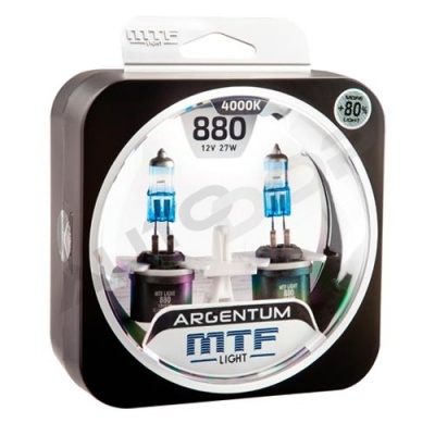 Комплект галогенных ламп H27 880 MTF Argentum +80% 4000K 12V 27W (H8A1280)
