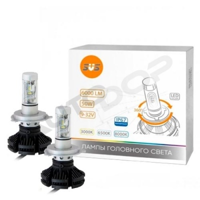 Комплект светодиодных ламп H4 SVS Hi/Low серии X3 6500K