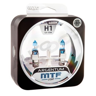 Комплект галогенных ламп H1 MTF Argentum +80% 4000K 12V 55W (H8A1201)