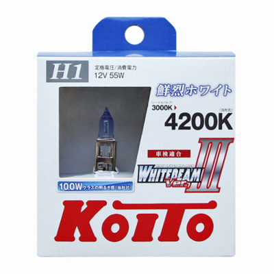 Комплект галогенных ламп H1 Koito Whitebeam III 12V 55W (100W) (P0751W)