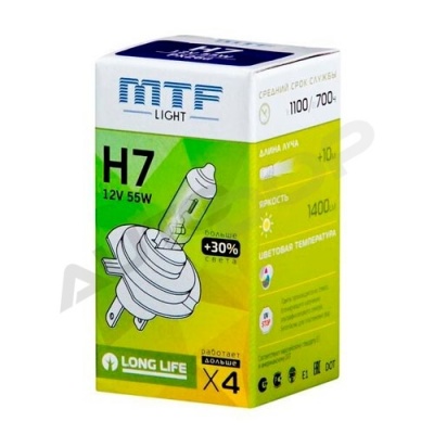 Галогенная лампа H7 MTF Standard +30% 12V 55W (HS1207)