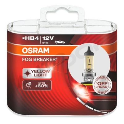 Комплект галогенных ламп HB4 Osram Fog Breaker +60% 12V 51W (9006FBR-HCB)