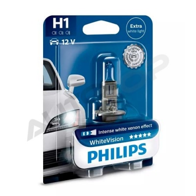 Галогенная лампа H1 Philips White Vision 12V 55W (12258WHVB1)