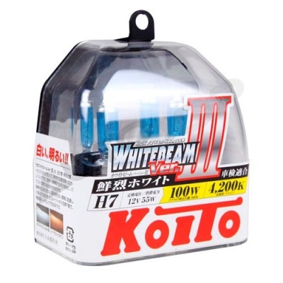 Комплект галогенных ламп H7 Koito Whitebeam III 12V 55W (100W) 4200K P0755W