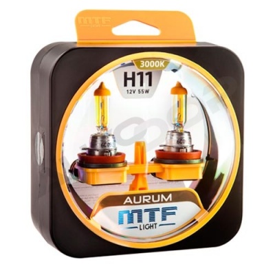 Комплект галогенных ламп H11 MTF Aurum 3000K 12V 55W (HAU1211)
