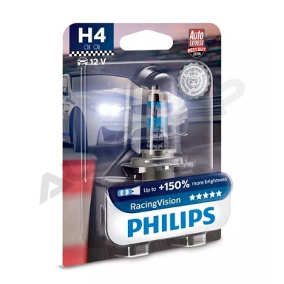 Галогенная лампа H4 Philips Racing Vision +150% 12V 60/55W (12342RVB1)