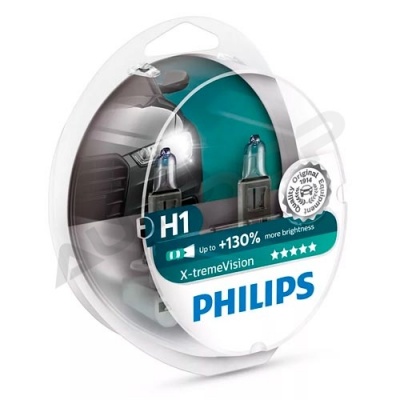 Комплект галогенных ламп H1 Philips X-treme Vision +130% 12V 55W (12258XV+S2)