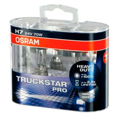 Комплект галогенных ламп H7 Osram Truckstar Pro +100% 24V 70W (64215TSP-HCB)