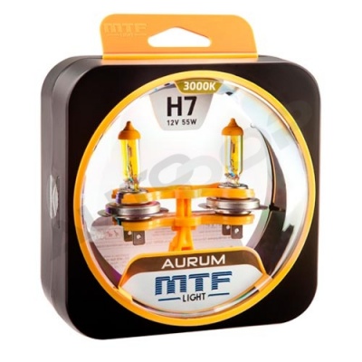 Комплект галогенных ламп H7 MTF Aurum 3000K 12V 55W (HAU1207)