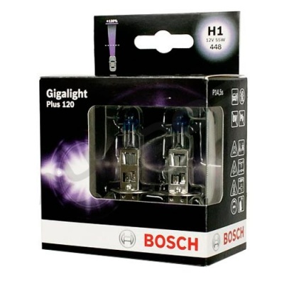 Комплект галогенных ламп H1 Bosch Gigalight Plus 120 12V 55W (1987301105)