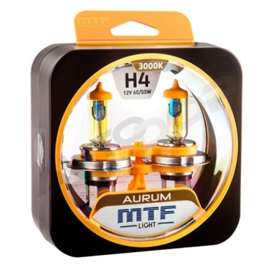 Комплект галогенных ламп H4 MTF Aurum 3000K 12V 60/55W (HAU1204)