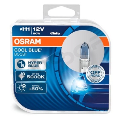 Комплект галогенных ламп H1 Osram Cool Blue Boost +50% 12V 80W (62150CBB-HCB)