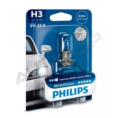 Галогенная лампа H3 Philips White Vision 12V 55W (12336WHVB1)