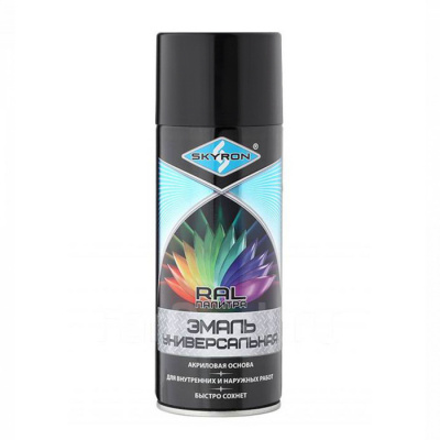Эмаль акриловая универсальная Skyron, черная, аэрозоль (SR-19005 | 520 мл)