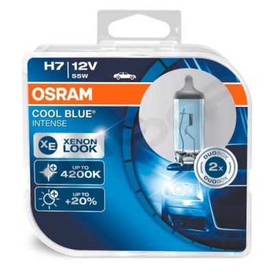 Комплект галогенных ламп H7 Osram Cool Blue Intense +20% 12V 55W (64210CBI-HCB)